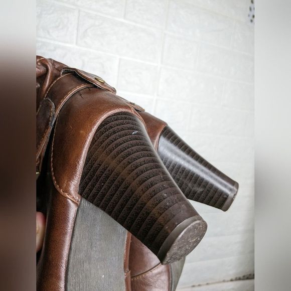 Brown Slouchy Mid Heel Boots - Women's Size 7 - Picture 3 of 5